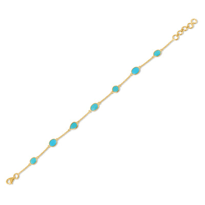 Turquoise Mix Shape Bracelet With 18 Kt Gold