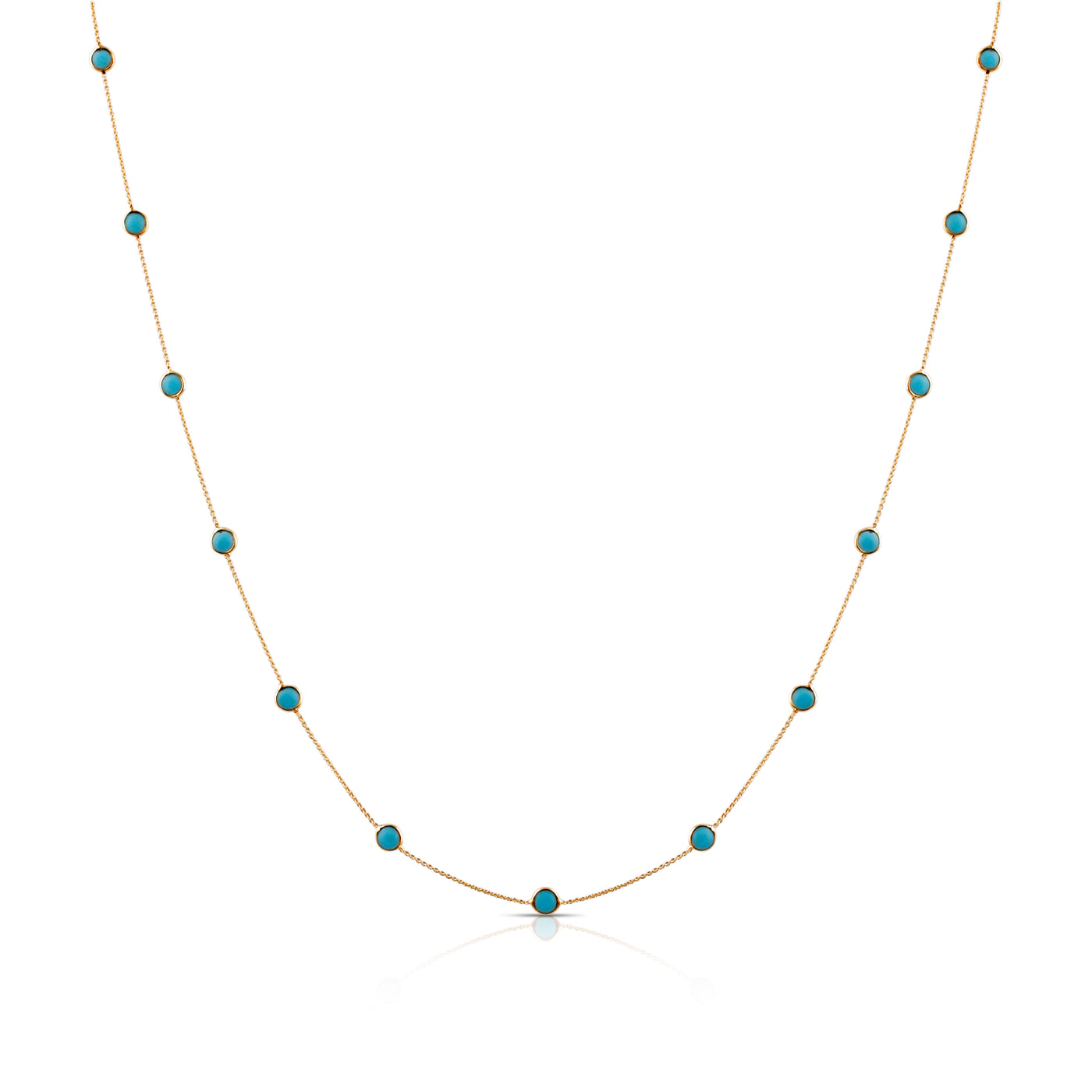 Gemstone Round Necklace  In 18K Yellow Gold