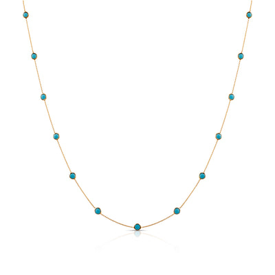 Gemstone Round Necklace  In 18K Yellow Gold