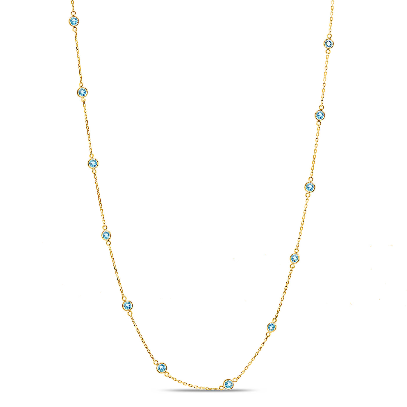 Gemstone Station Necklace In 18K Yellow Gold - Rounds