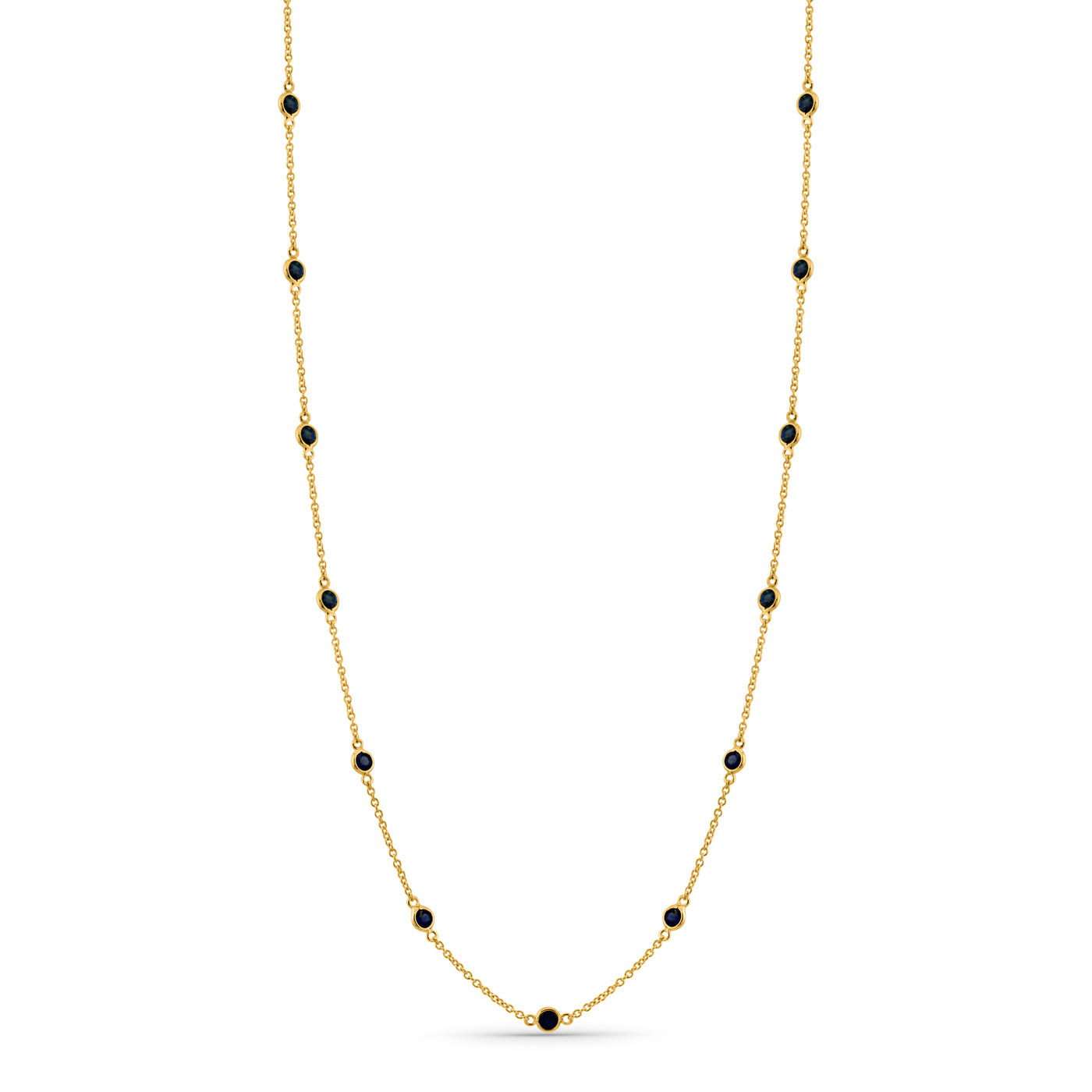 Gemstone Station Necklace In 18K Yellow Gold - Rounds