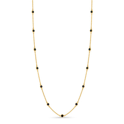 Gemstone Station Necklace In 18K Yellow Gold - Rounds