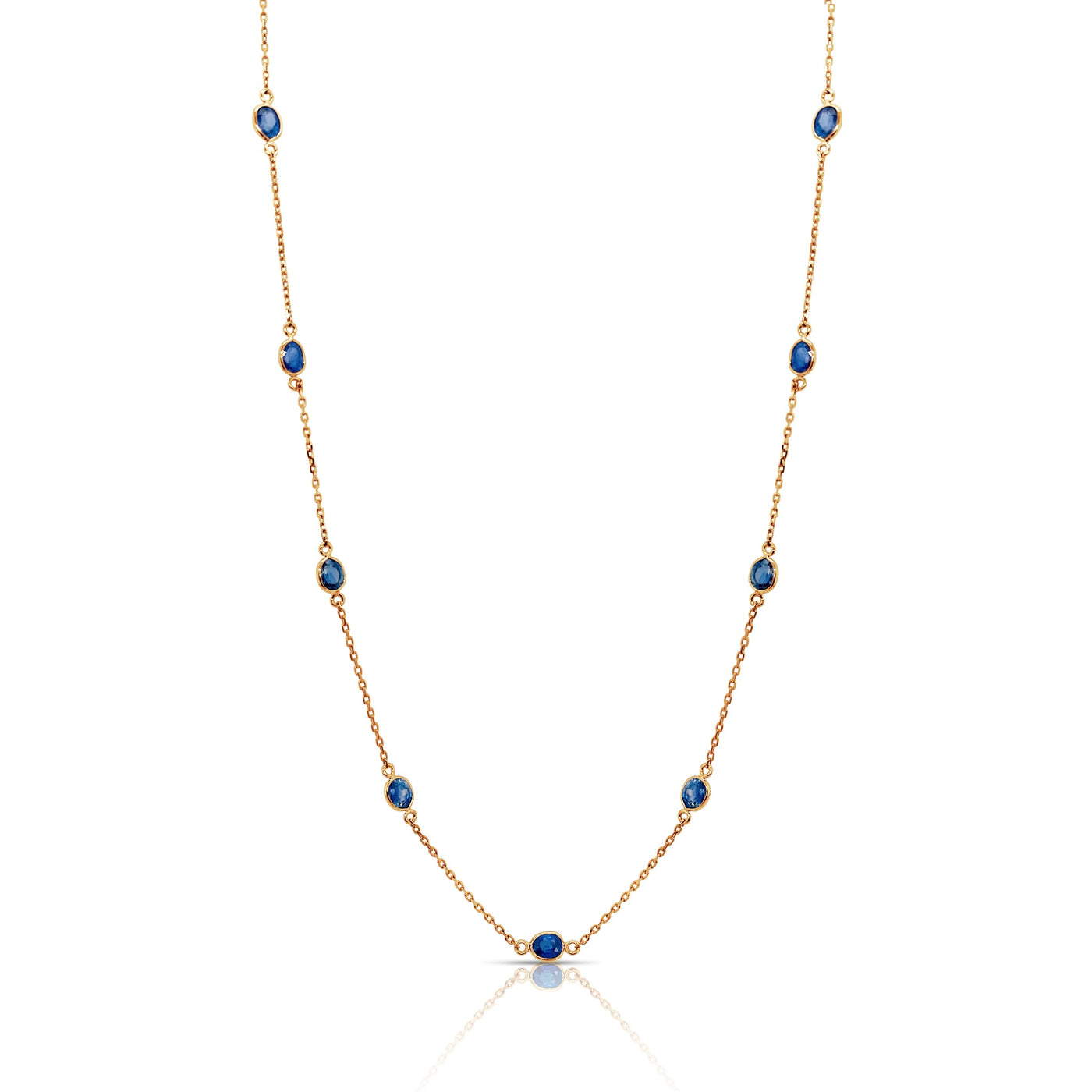 18K Yellow Gold Blue Sapphire Necklace by Tresor Collection