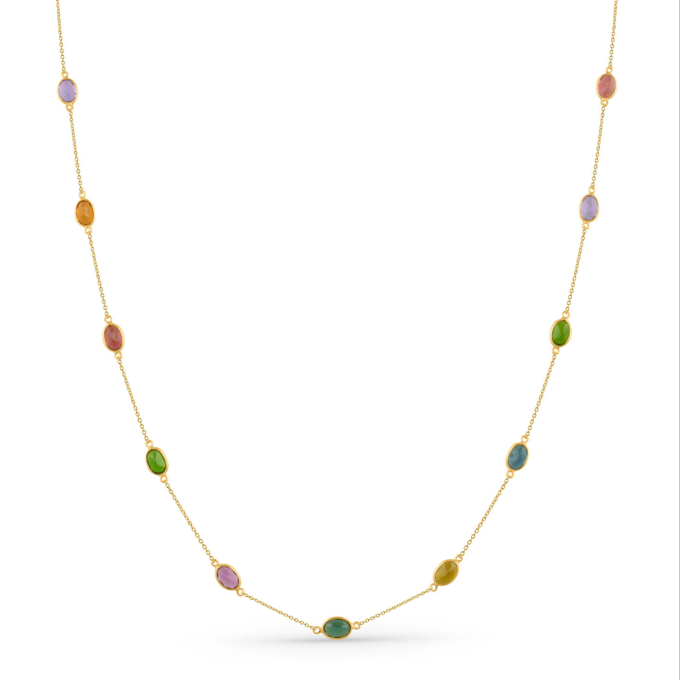 Multicolor Stone Oval Necklace With 18 Kt Gold
Multicolor Stone Oval Necklace