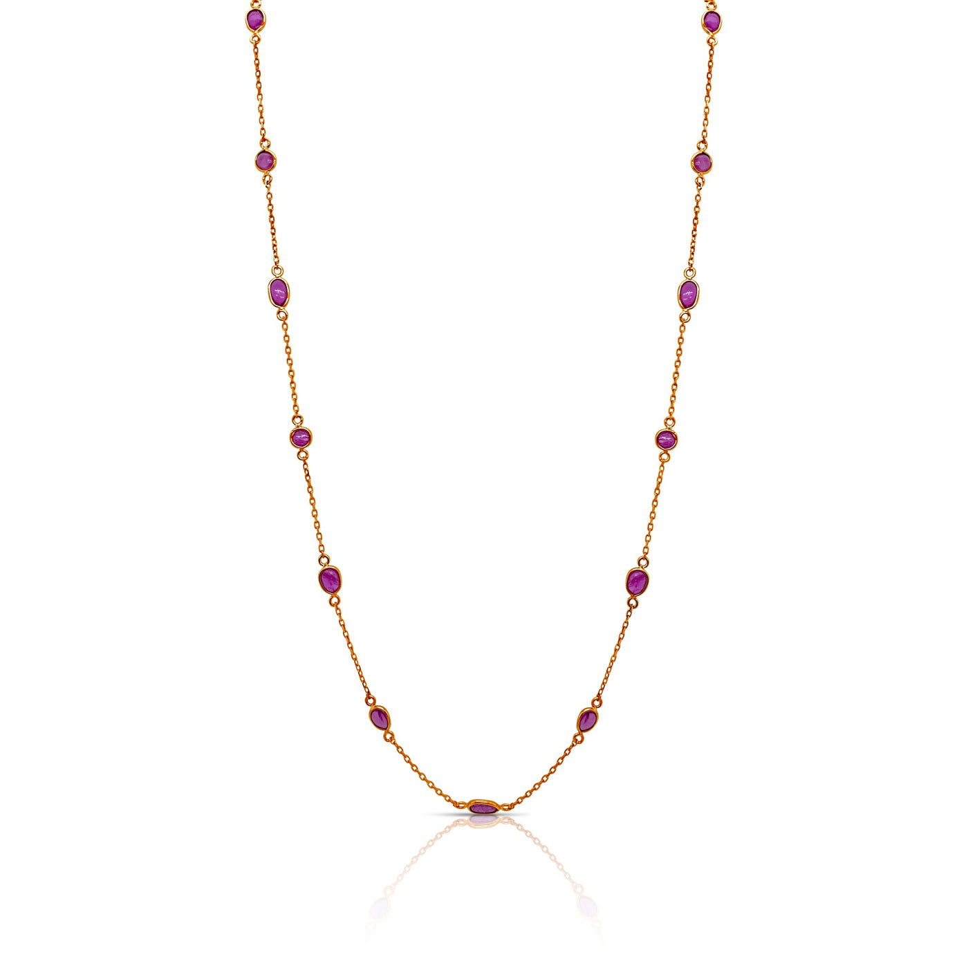 18K Gold Ruby Mixshape Necklace by Tresor Collection
