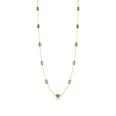 Gemstone Oval Necklace In 18K Yellow Gold