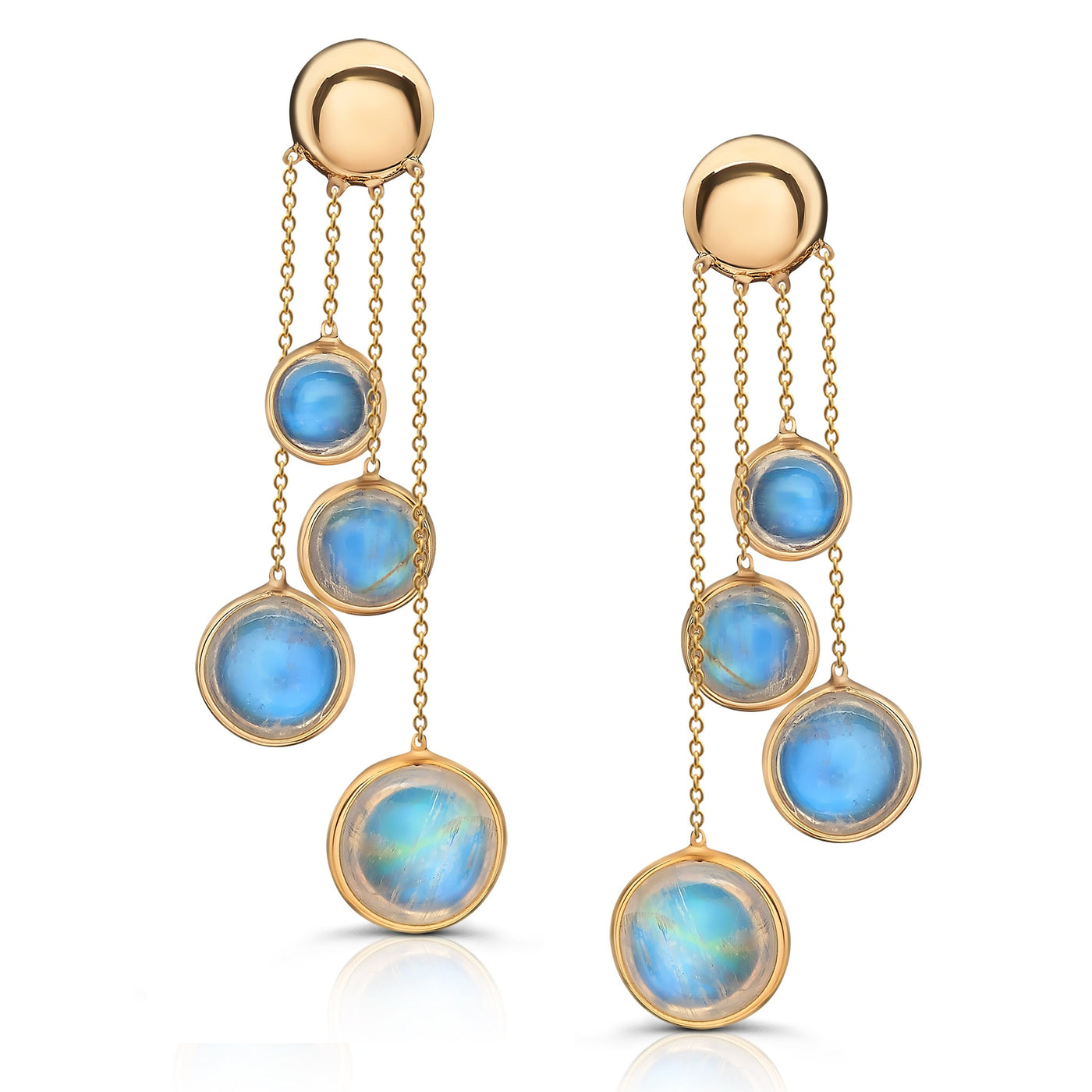 18K Gold Rainbow Moonstone Round Earrings – Fin Collection