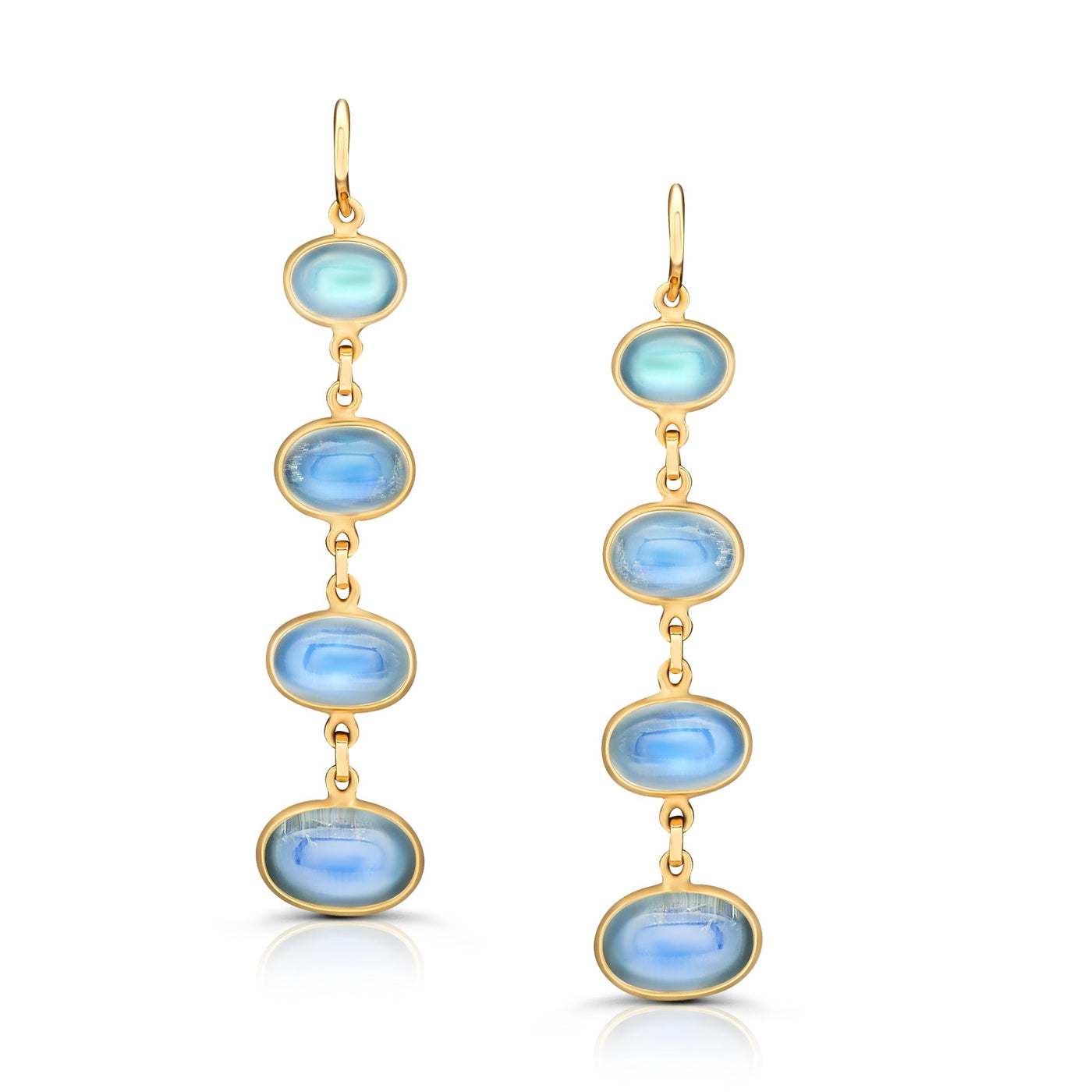 18K Gold Rainbow Moonstone Earrings by Tresor Collection