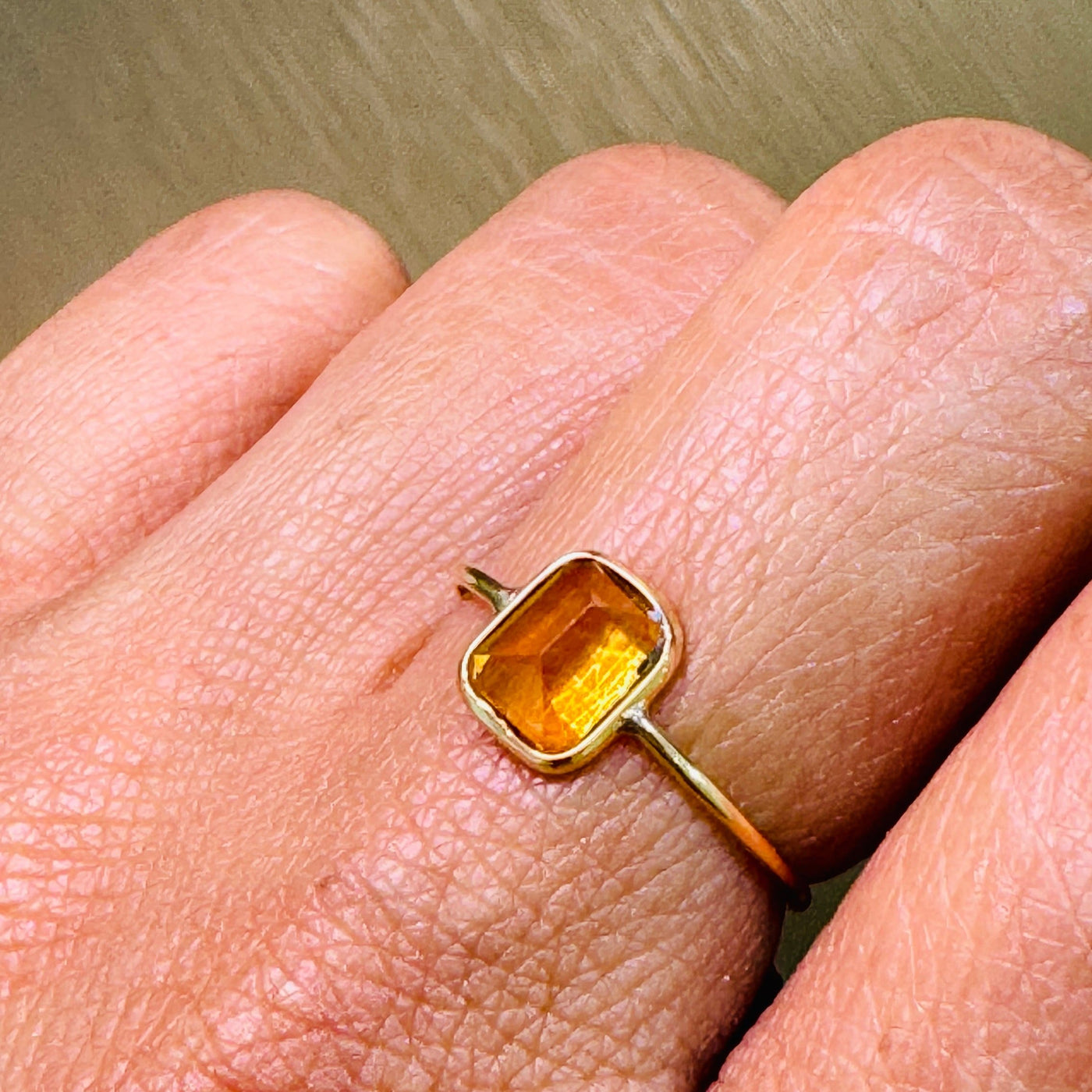 Yellow Sapphire Rectangle Ring In 18K Yellow Gold