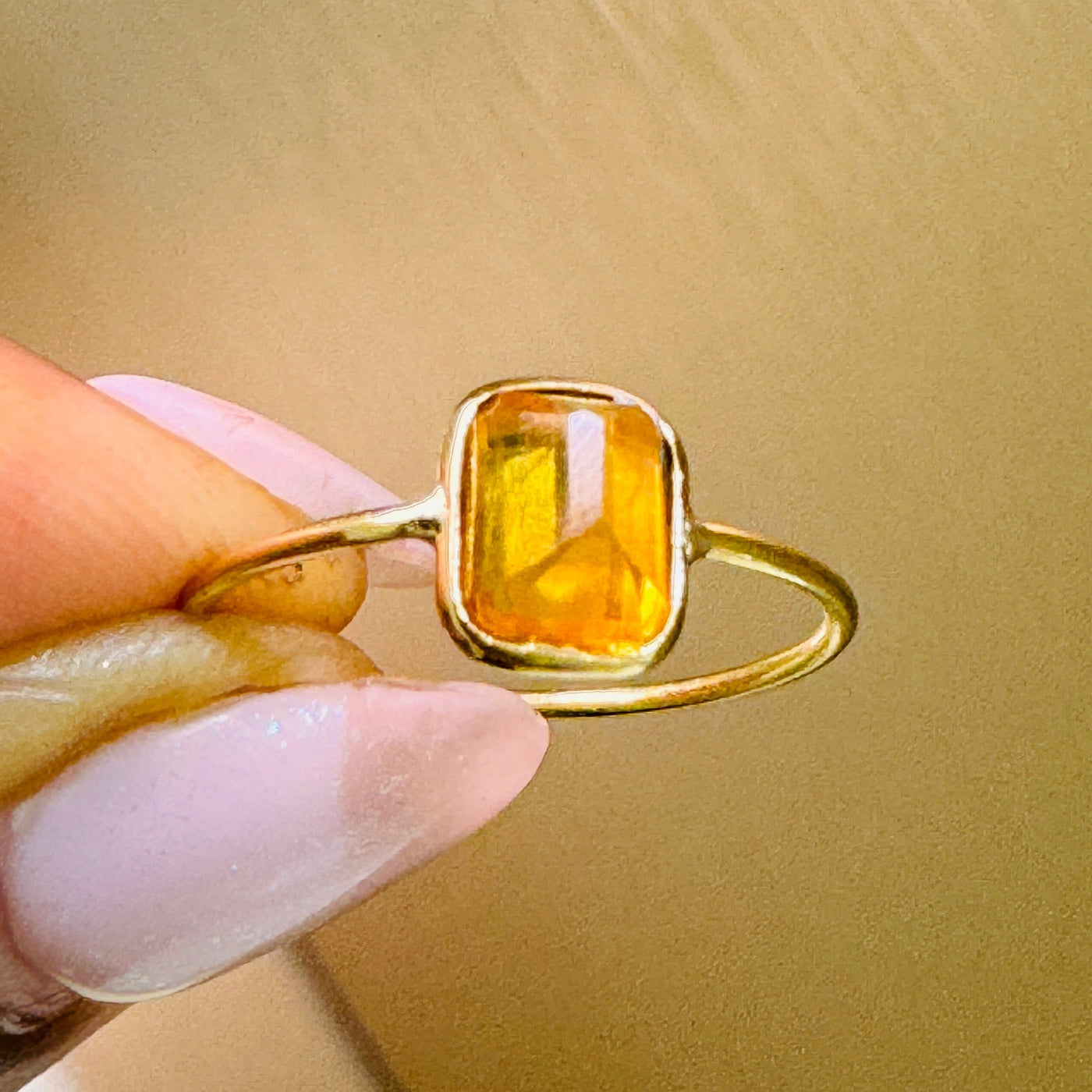 Yellow Sapphire Rectangle Ring In 18K Yellow Gold