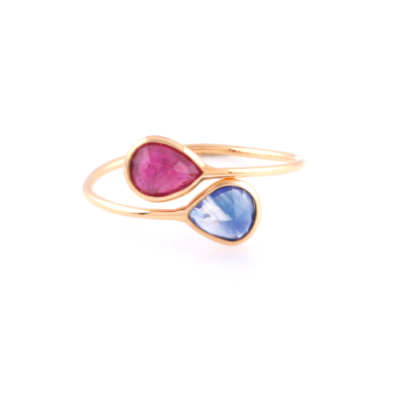 18K Yellow Gold Ruby And Blue Sapphire Ring – Premium Fine Jewelry | Tresor