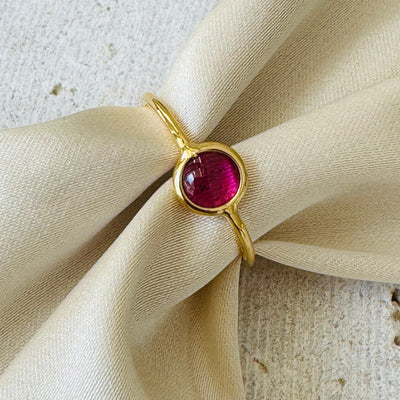 Gemstone Round Ring In 18K Yellow Gold