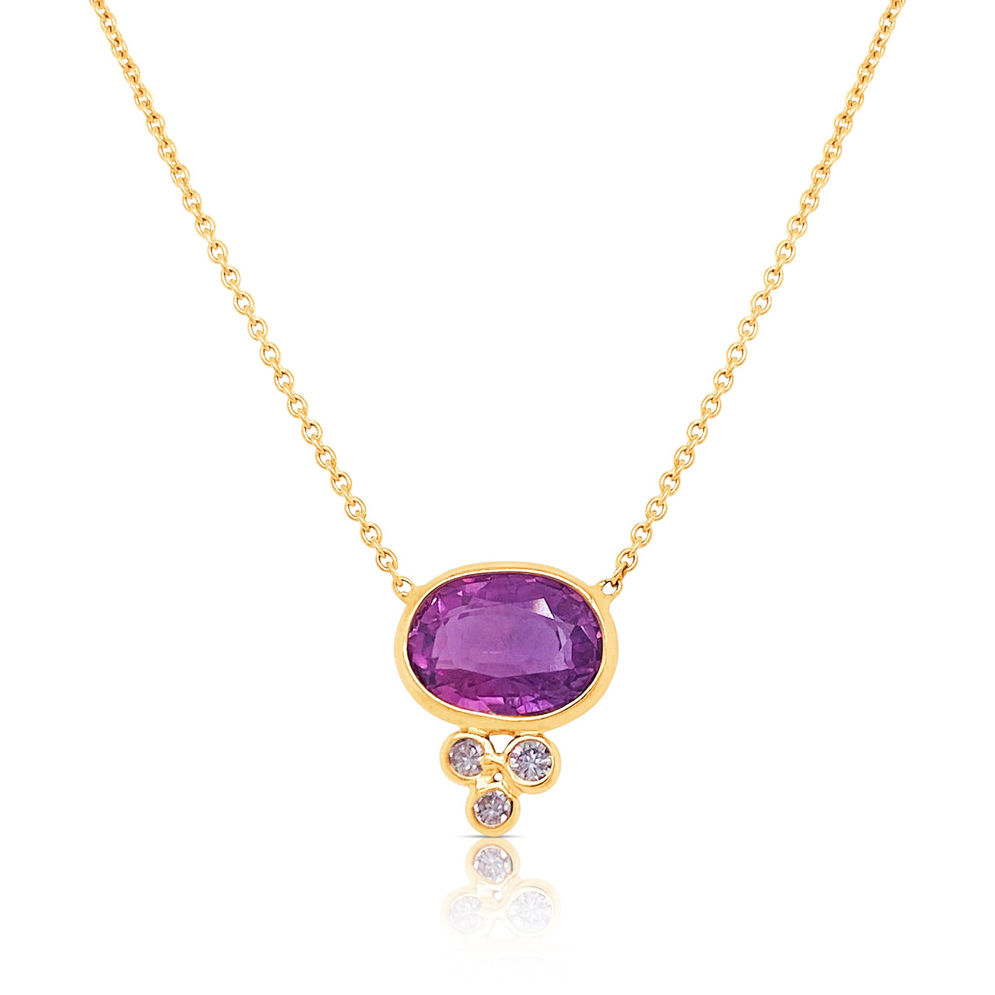 18K Yellow Gold Pink Tourmaline & Diamond Necklace by Tresor Collection