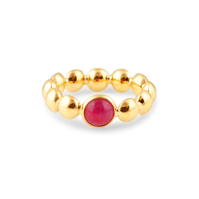 18K Gold Ruby Eternity Ring by Tresor Collection 18K gold beaded ring with ruby gemstone – elegant handcrafted jewelry by Tresor Collection
