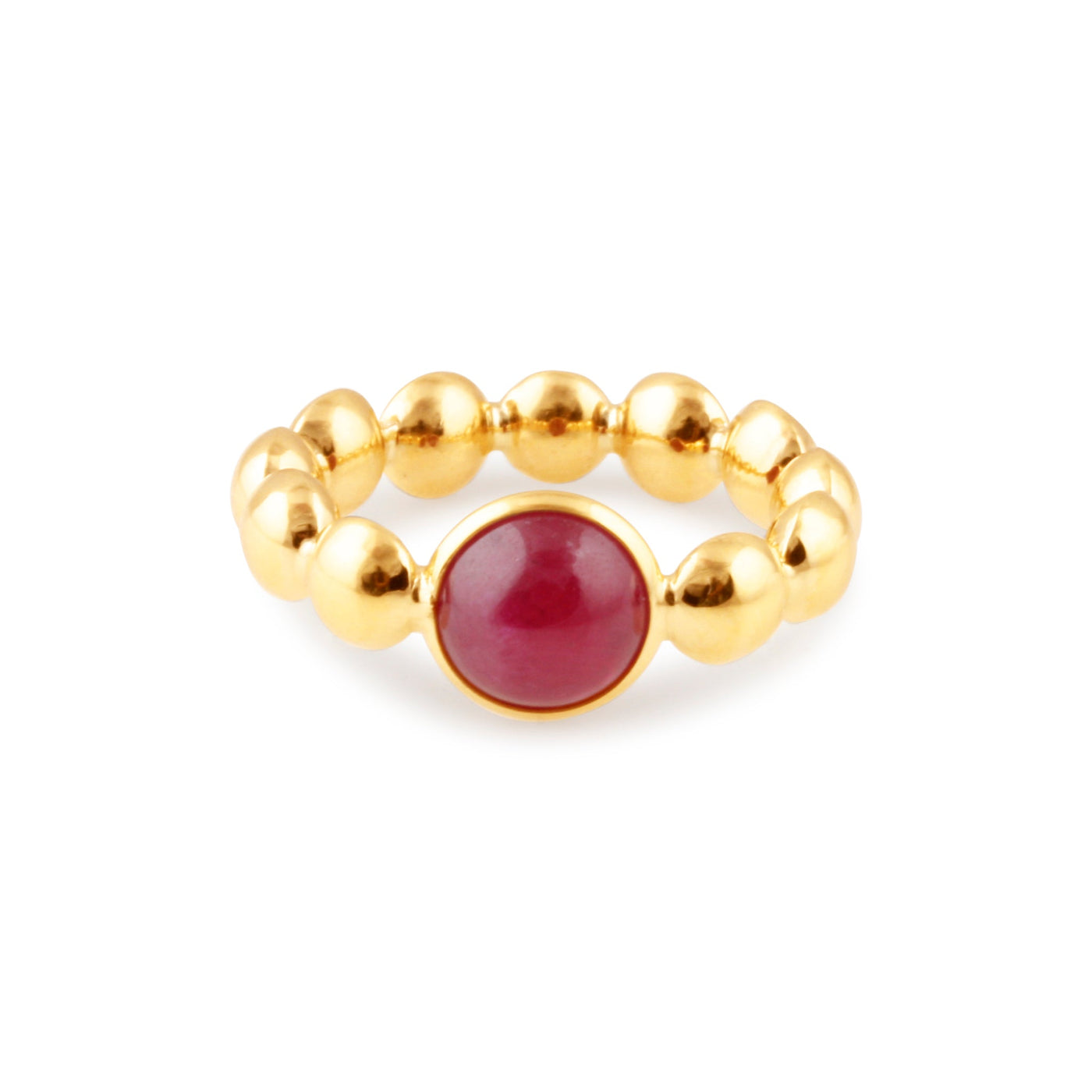 18K Gold Ruby Round Ring – Flora Collection