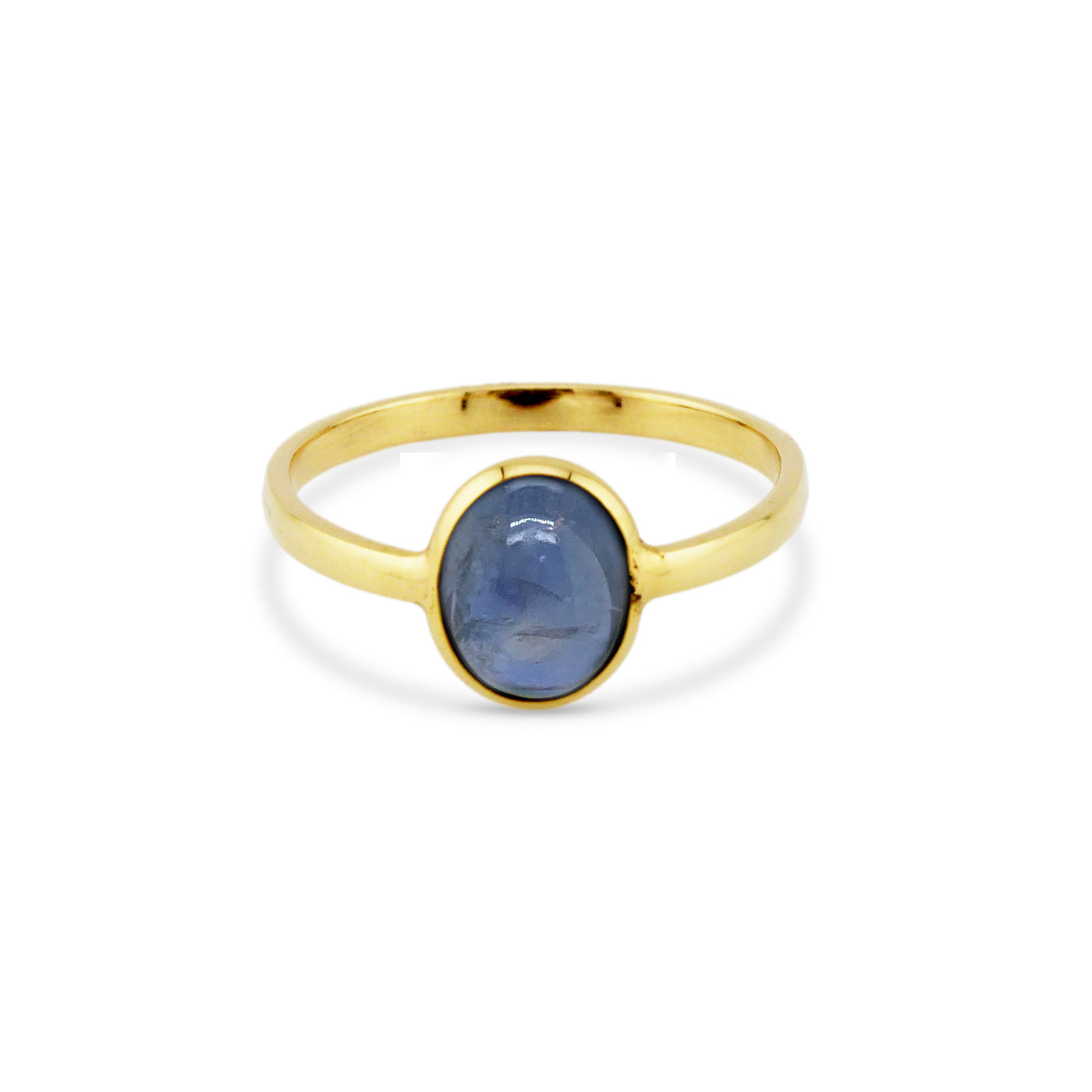 Blue Sapphire Oval Ring In 18K Yellow Gold