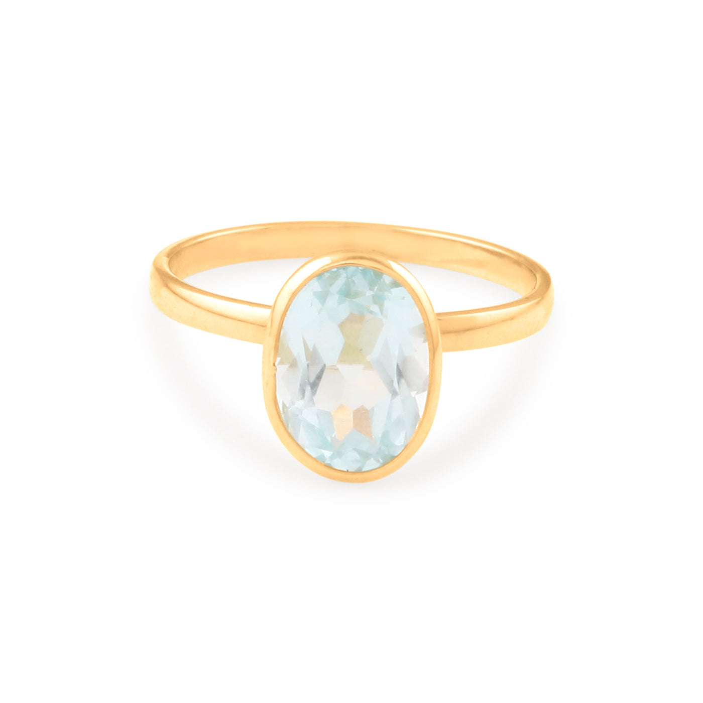 Aquamarine Oval Ring In 18K Yellow Gold