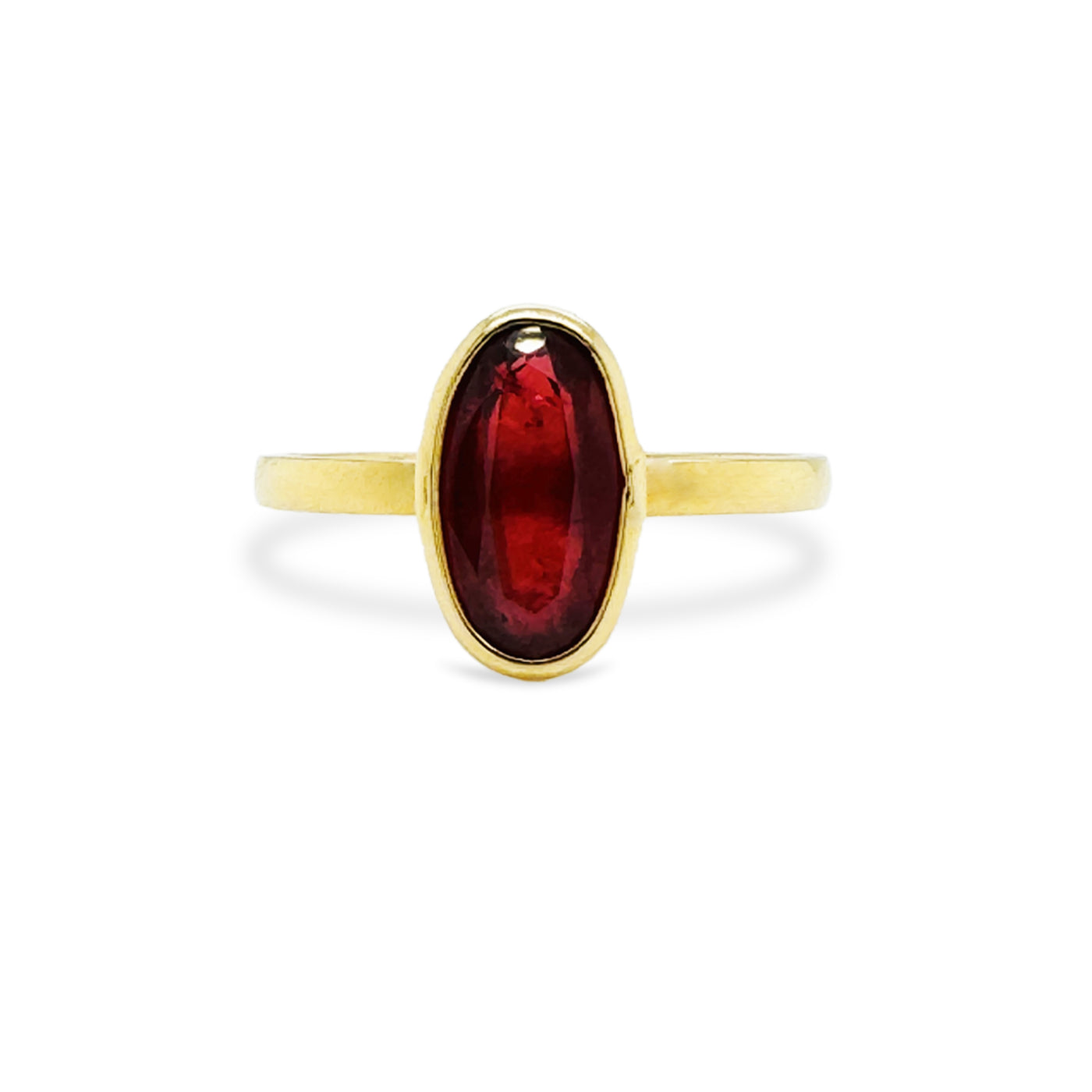 Orange Sapphire Oval Ring In 18K Yellow Gold