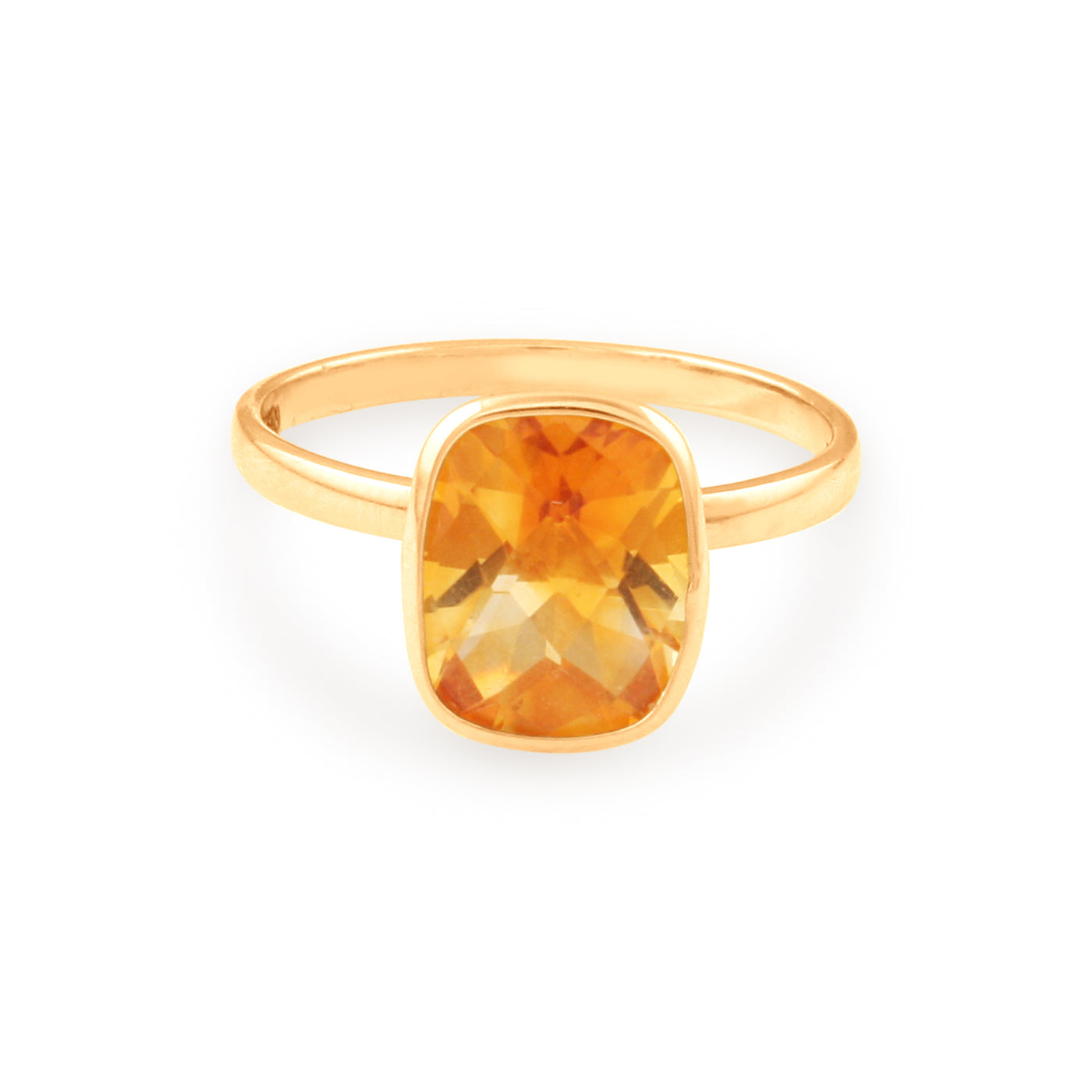 Citrine Rect. Ring In 18K Yellow Gold