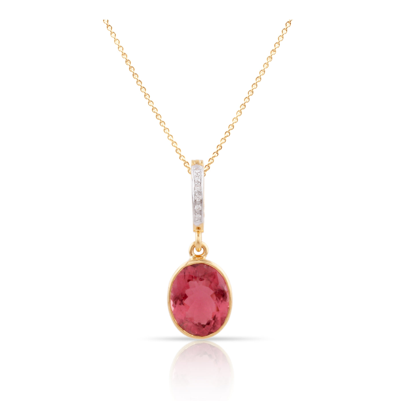 18K Yellow Gold Pink Tourmaline And Diamond Pendant – Designer Fine Jewelry | Tresor