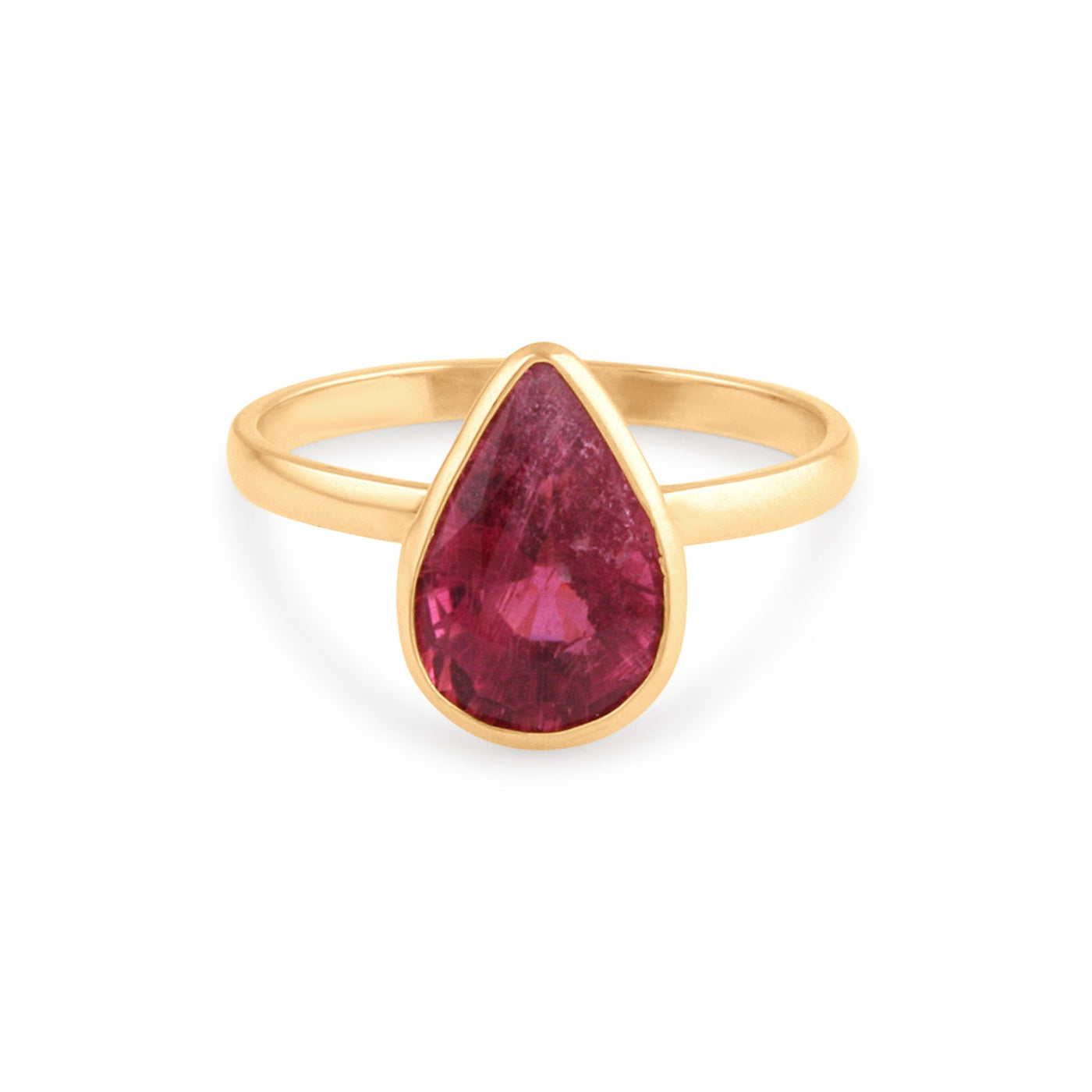 18K Gold Pink Tourmaline Pear Shape Ring – Flora Collection