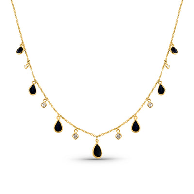 18K gold blue sapphire & diamond necklace – luxury handcrafted jewelry