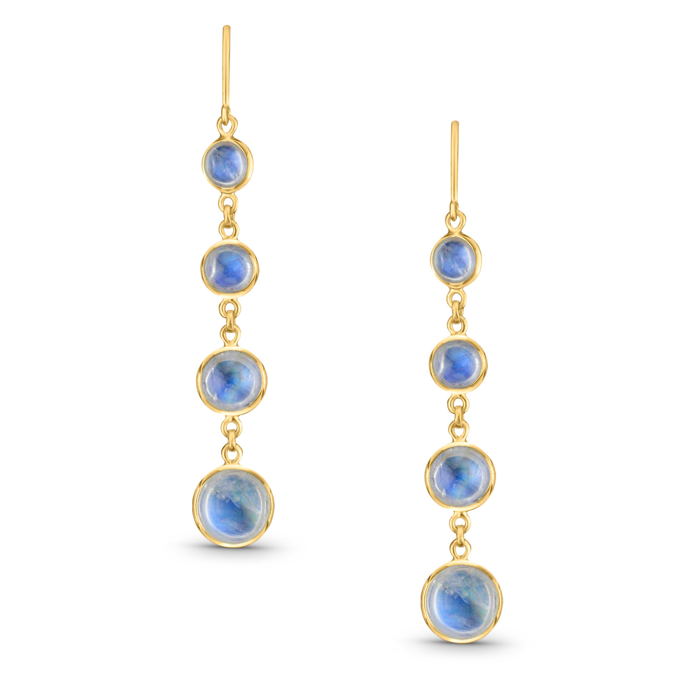 Rainbow Moonstone Oval Earring In 18K Yellow Gold