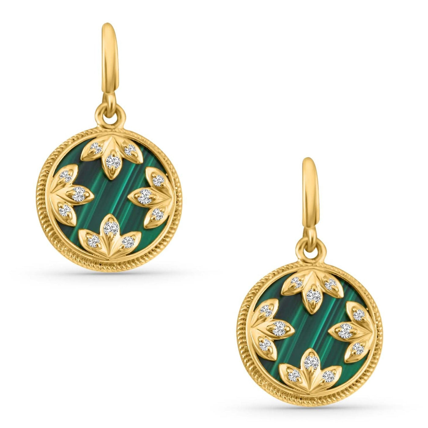 18K Gold Malachite & Diamond Earrings – Tresor Collection