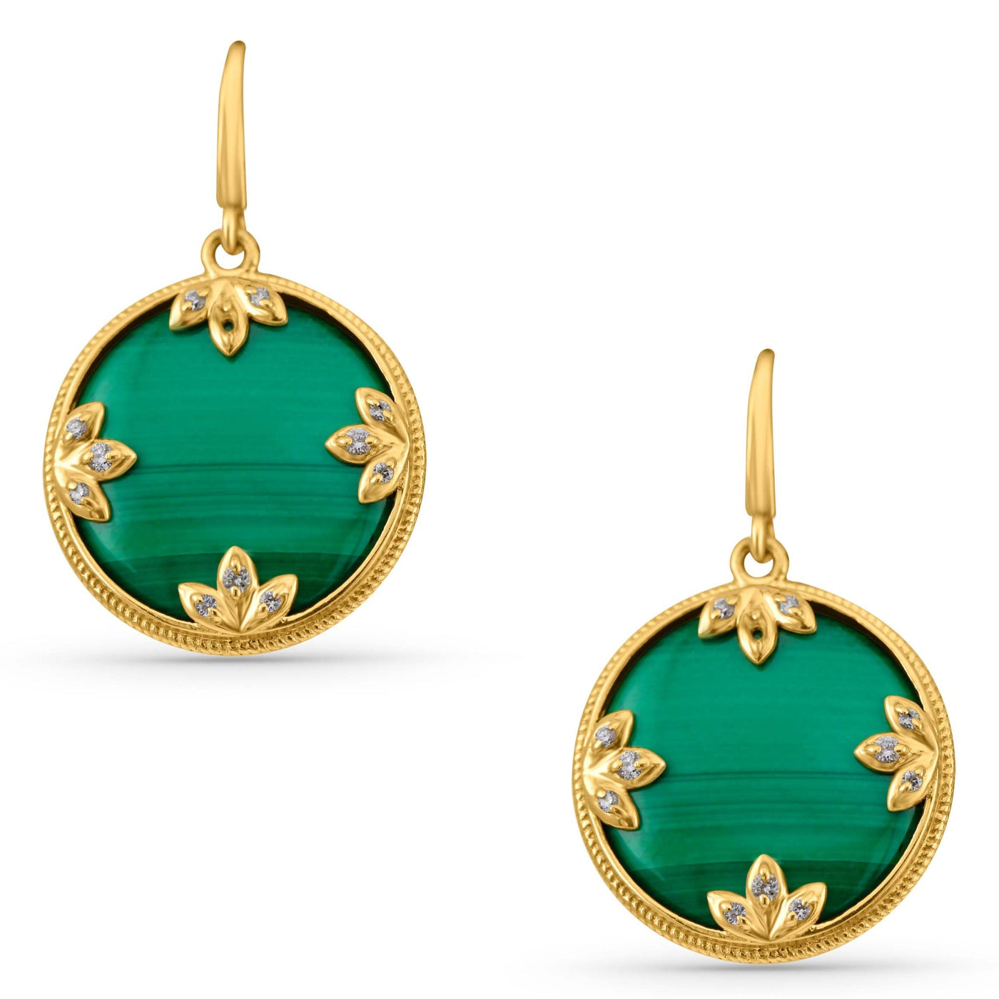 18K Gold Malachite & Diamond Earrings – Tresor Collection