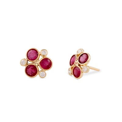 Gemstone & Diamond Earring In 18K Yellow Gold