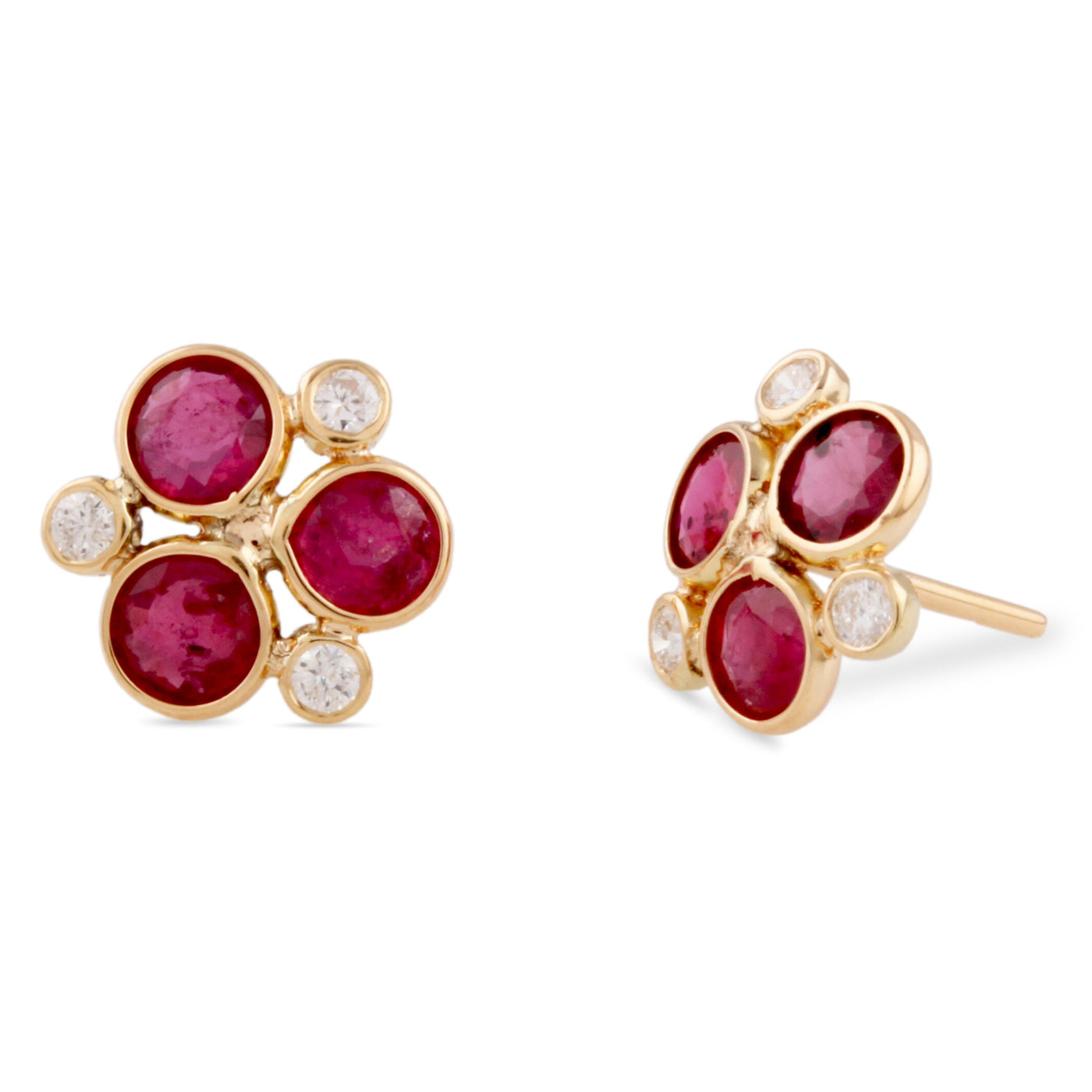 18K Gold Ruby & Diamond Stud Earrings – Flora Collection