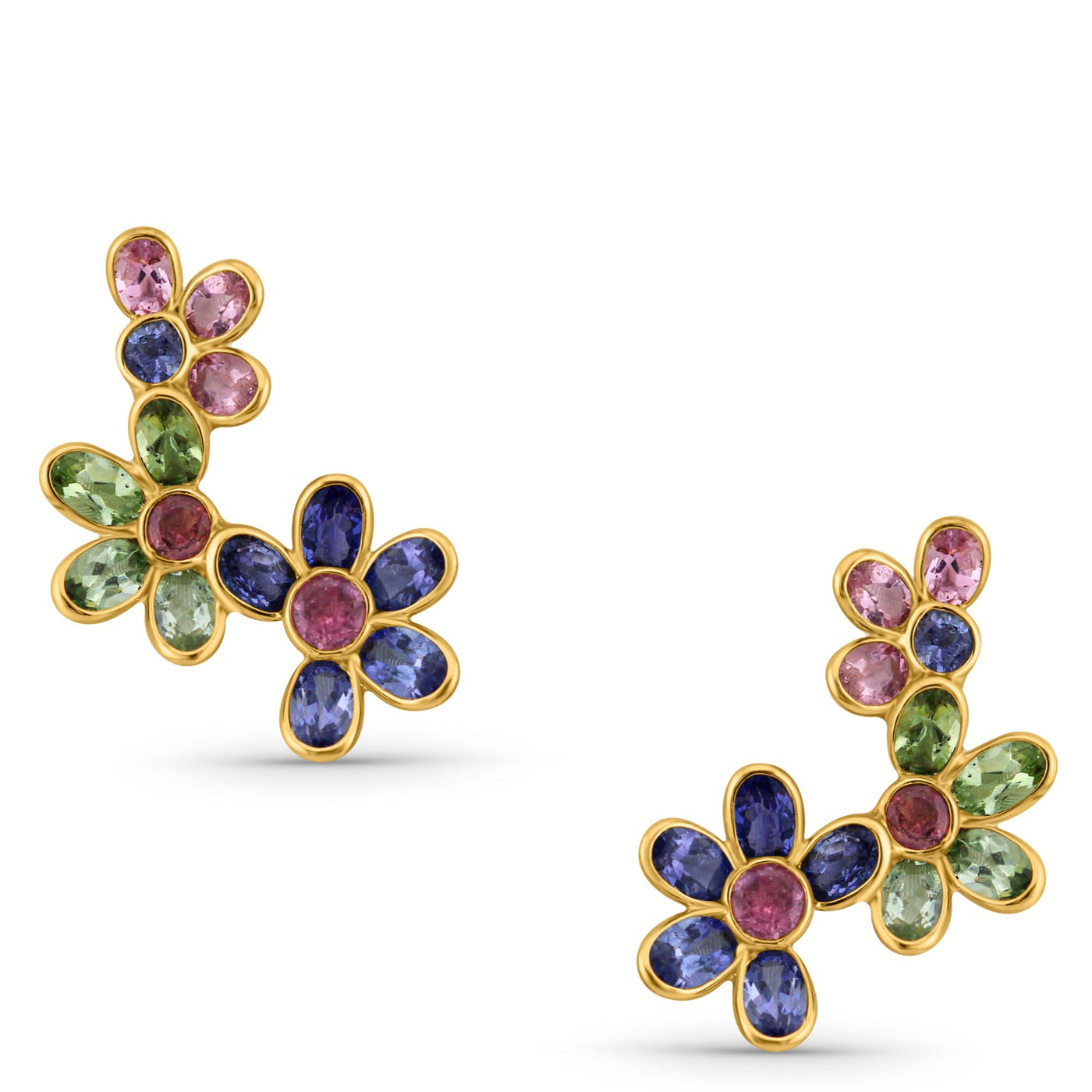 Multicolor Stone Mixshape Earring In 18K Yellow Gold