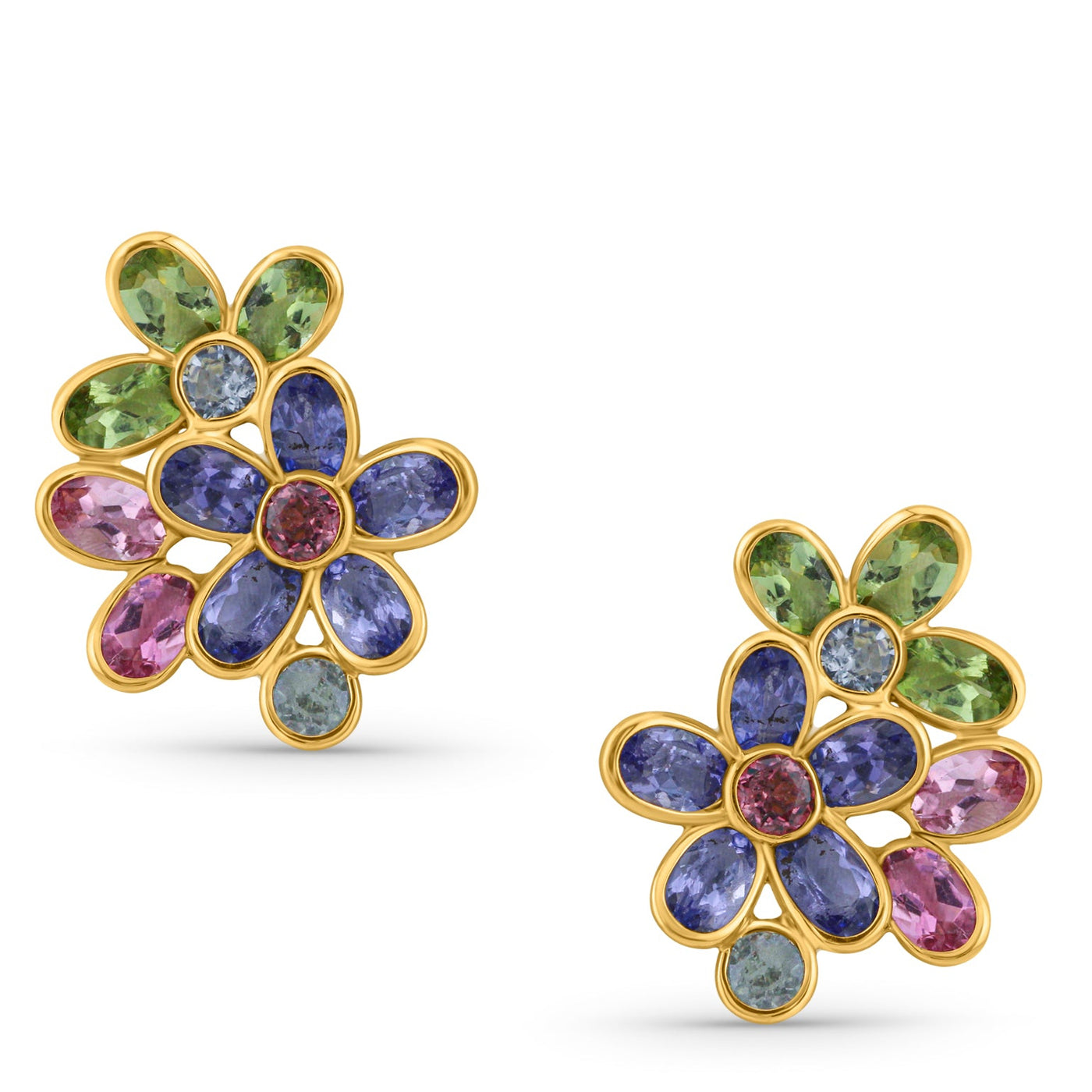 Multicolor Stone Mixshape Earring In 18K Yellow Gold