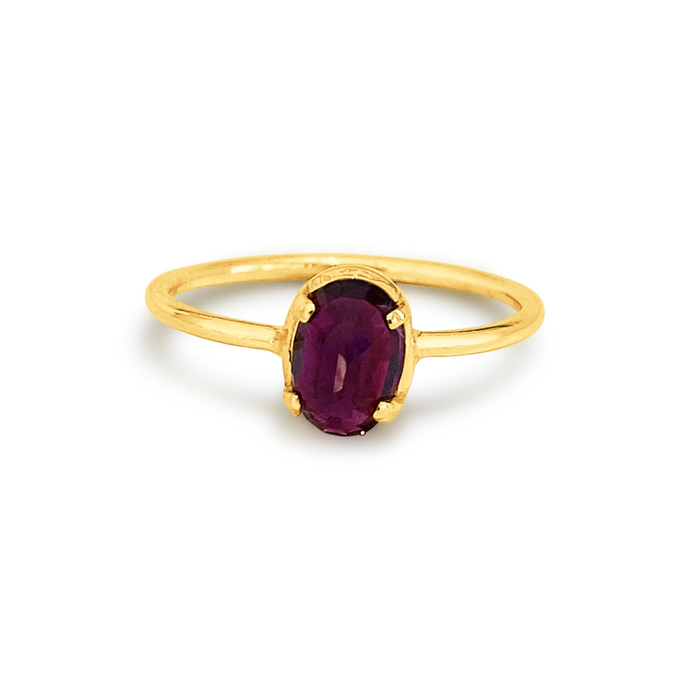 18K Gold Rhodolite Oval Ring – Flora Collection