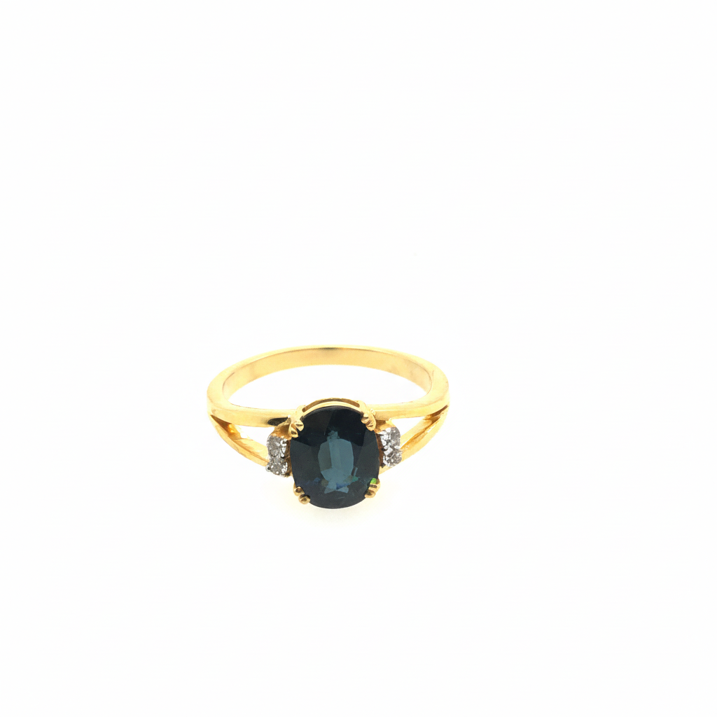 18K Yellow Gold Blue Sapphire And Diamond Ring – Modern Luxury Jewelry | Tresor