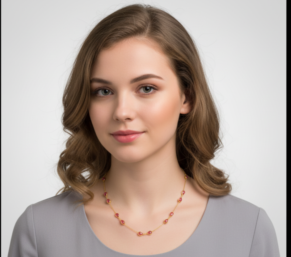 Fin Pink Tourmaline Necklace in 18K Yellow Gold | Tresor Collection