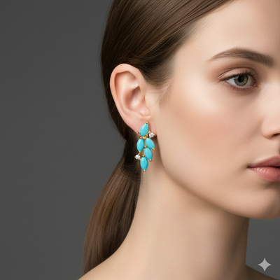 Dazzle Turquoise And Diamond Earring In 18k Yellow Gold | Tresor Collection