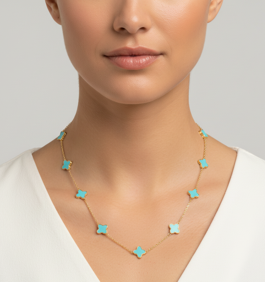 Fin Turquoise Necklace With 18K yellow Gold | Tresor Collection