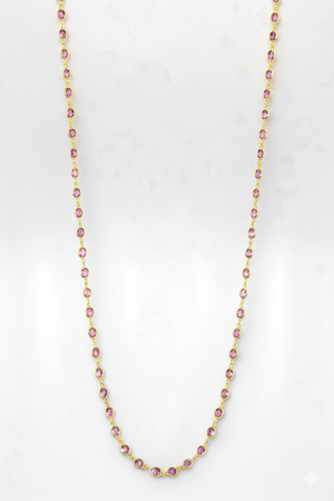 Necklace with pink gemstones on a white background