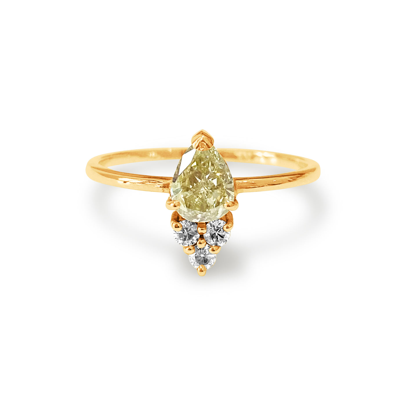 Diamond Pear Shape And Diamond Round Ring In 18K Yellow Gold