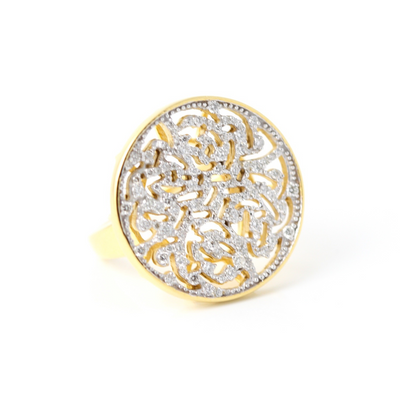 25Mm Diamond Logo Ring In 18K Yellow Gold