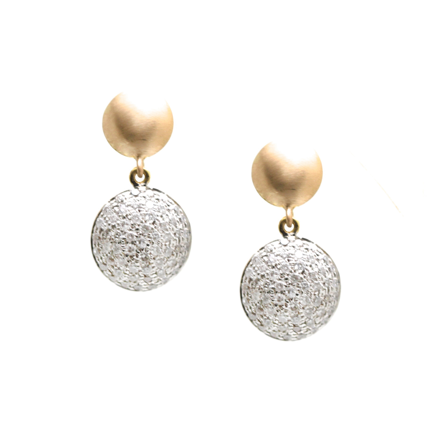 18K Gold 2 Tier Pave Diamond Earrings – Lente Collection