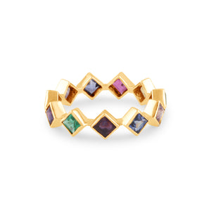 Gemstone Princess cut Ring In 18K Yellow Gold - Tresor Collection