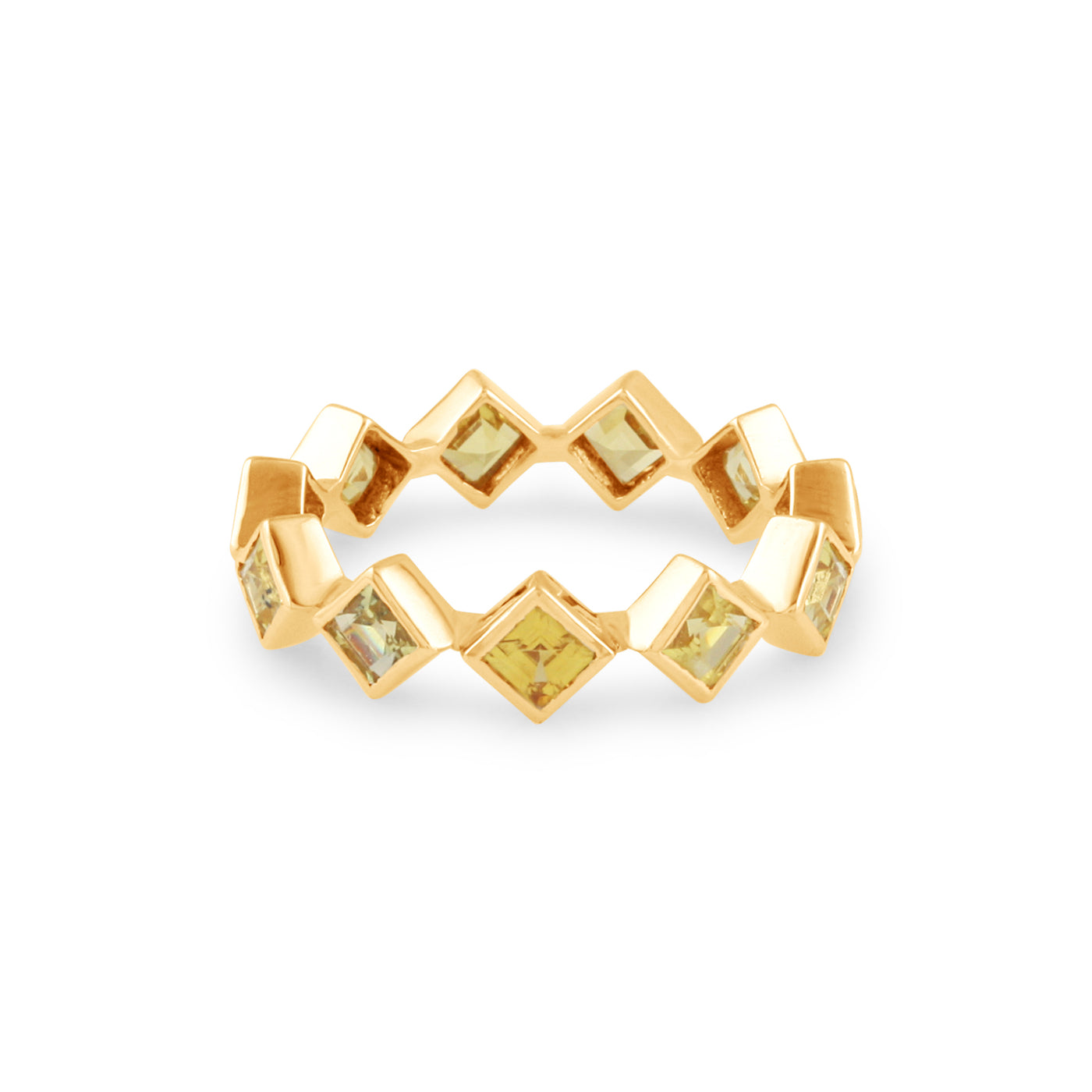 Gemstone Square Ring In 18K Yellow Gold