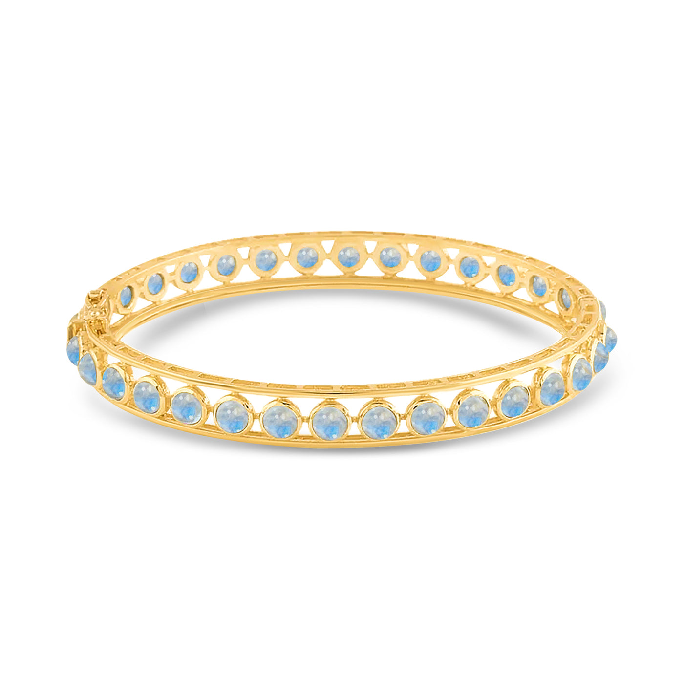 Gemstone Round Bangle In 18K Yellow Gold