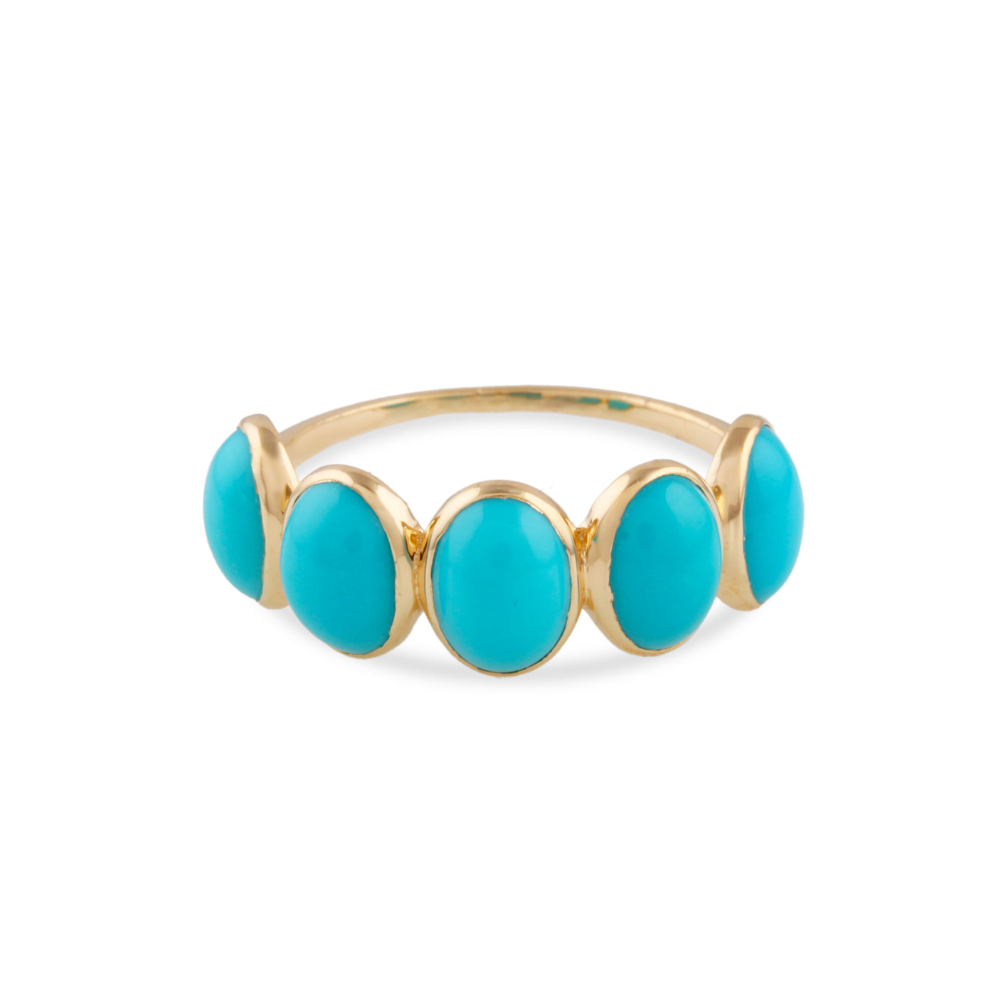 Turquoise Oval Ring In 18K Yellow Gold