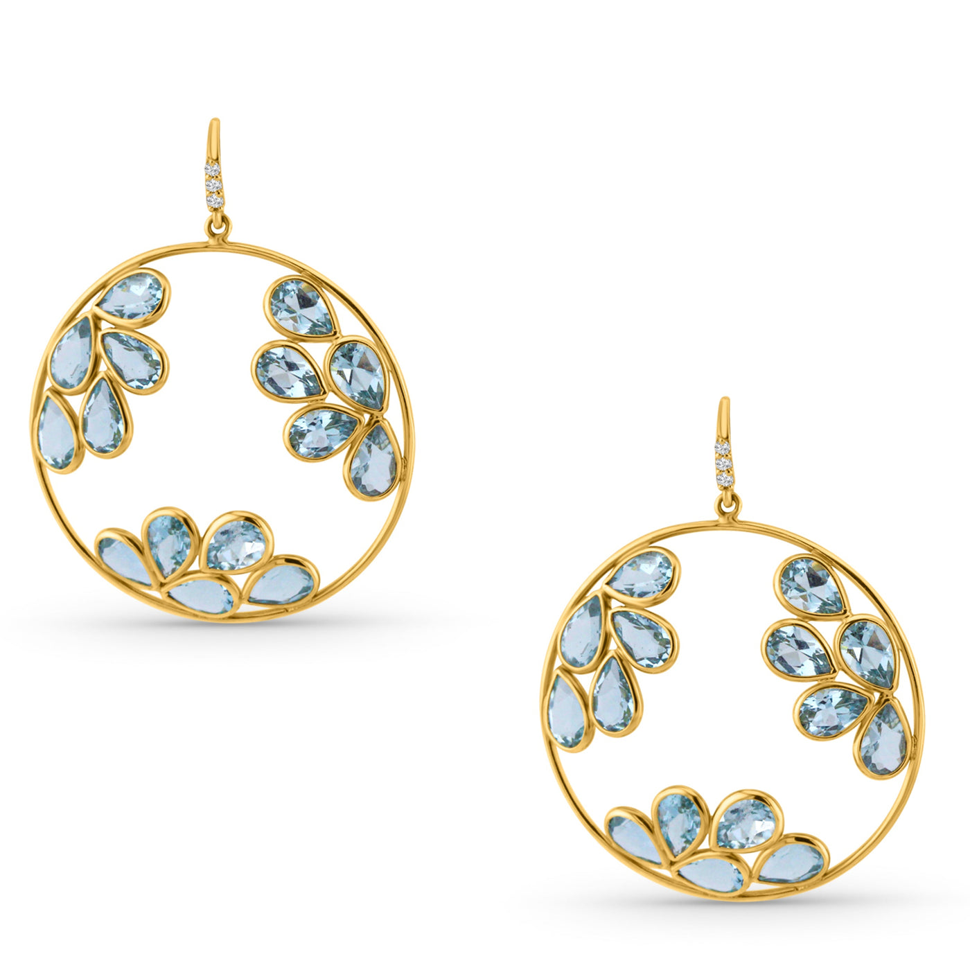 Aquamarine Pear Shape And Diamond Earring In 18K Yellow Gold