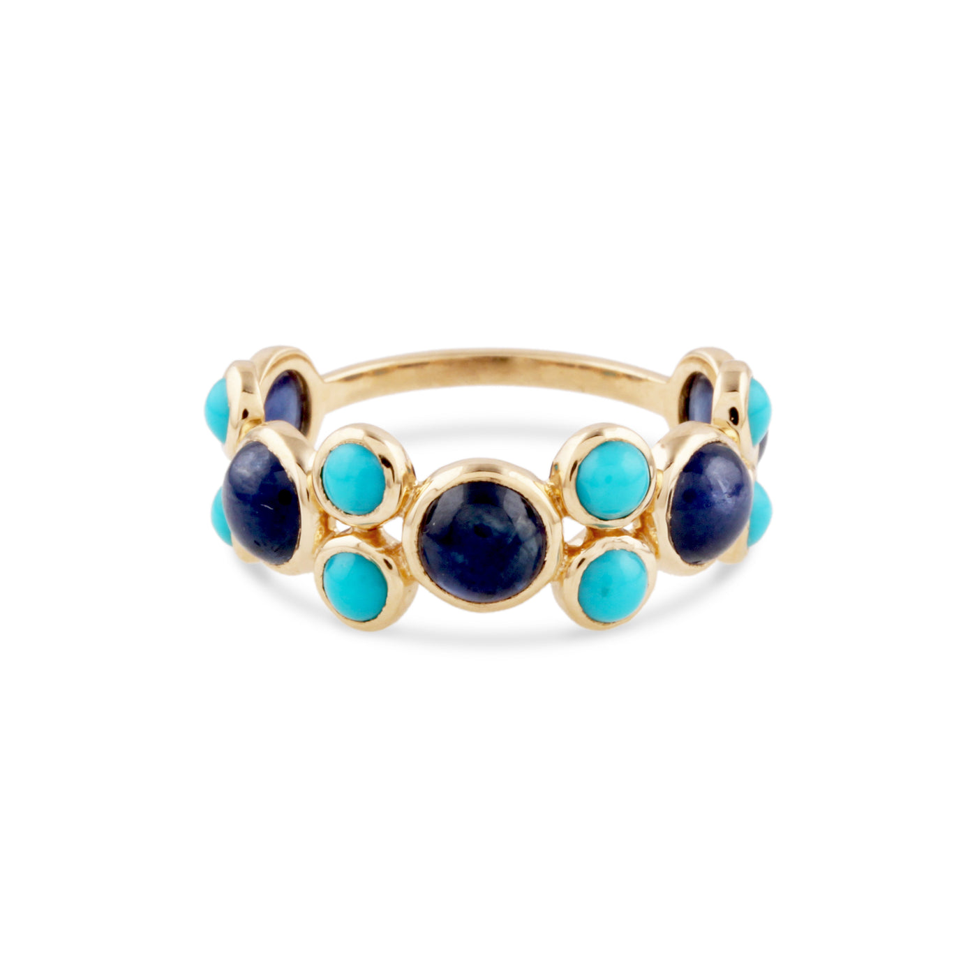 18K Gold Turquoise & Blue Sapphire Ring – Mosaico Collection