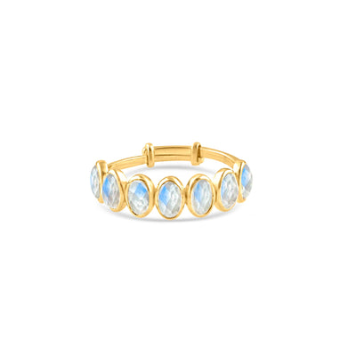 18K gold Rainbow Moonstone oval ring – luxury handcrafted jewelry by Tresor Collection