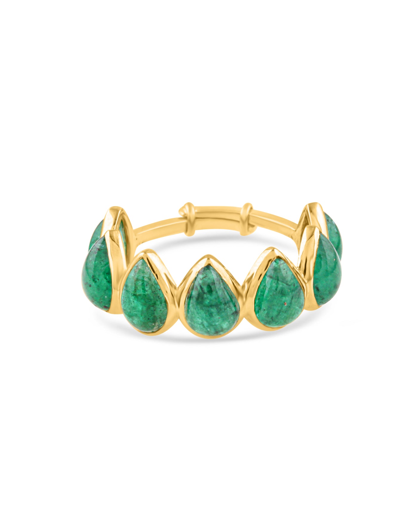 Emerald Pear Shape Ring In 18K Yellow Gold